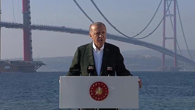 1915 Çanakkale Köprüsü’nde son tabliye montajı Cumhurbaşkanı Erdoğan’ın katılımıyla gerçekleştirildi